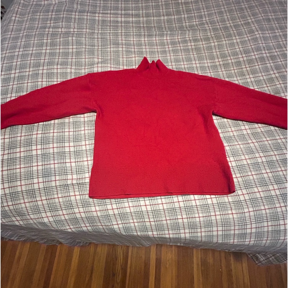 red turtleneck sweater